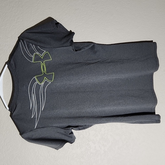 Under Armour Womens shirt Size S Athletic Top Short Sleeve Gray Green Heat Gear - Picture 5 of 9